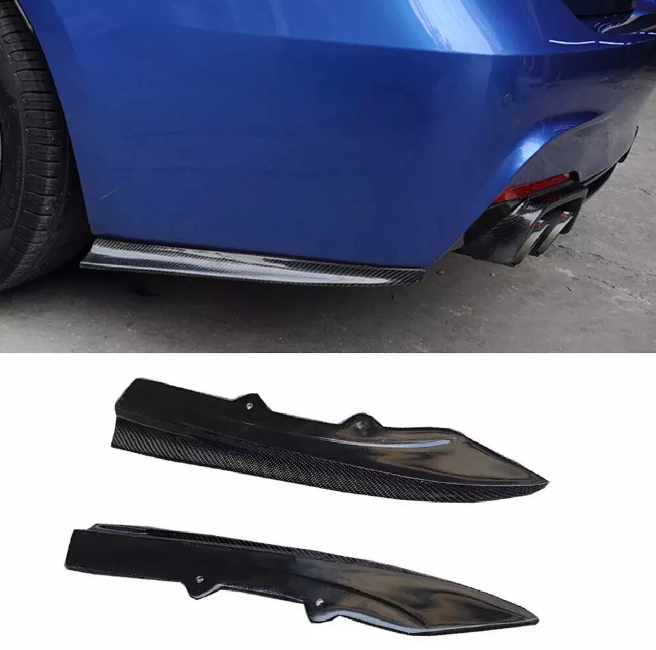 For BMW F30 M Sport 2012-2018 Rear Bumper Splitter REAL CARBON FIBER Side Extensions